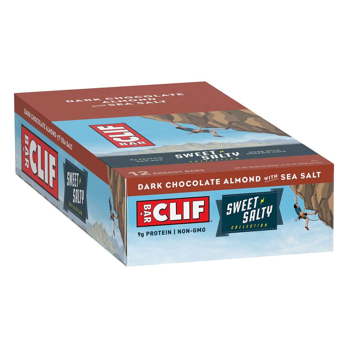 slide 2 of 10, CLIF Sweet Salty Dark Chocolate Almond With Sea Salt Energy Bars, 12 ct; 2.4 oz