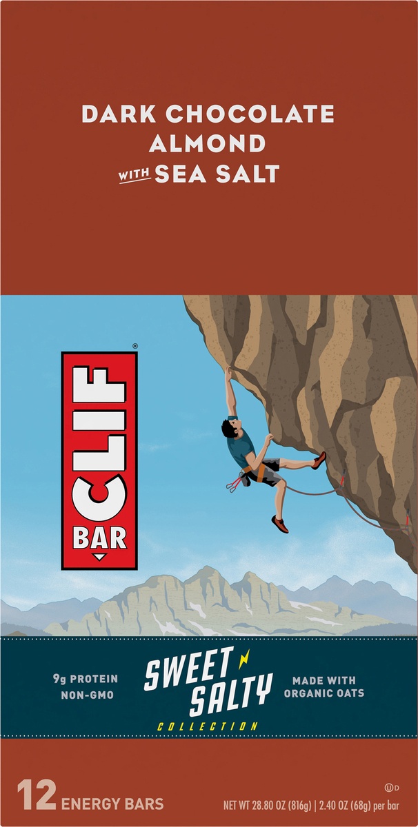 slide 6 of 10, CLIF Sweet Salty Dark Chocolate Almond With Sea Salt Energy Bars, 12 ct; 2.4 oz