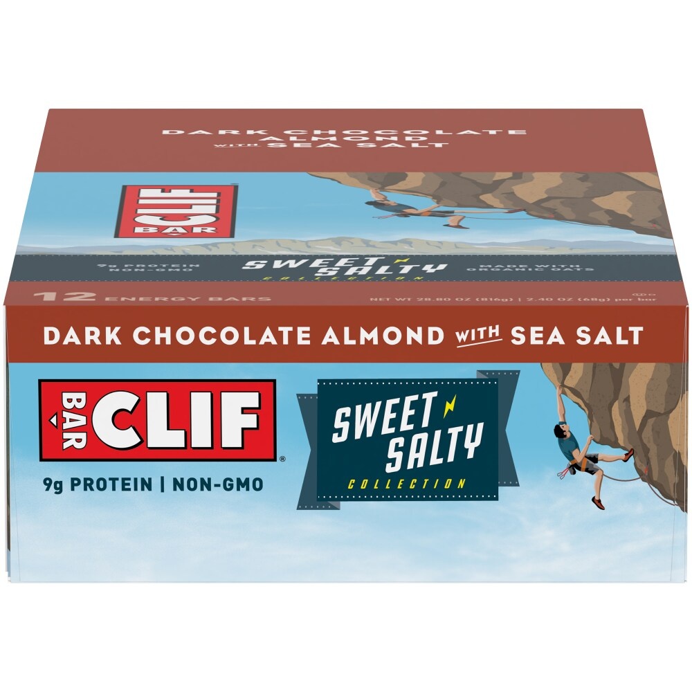 slide 1 of 10, CLIF Sweet Salty Dark Chocolate Almond With Sea Salt Energy Bars, 12 ct; 2.4 oz