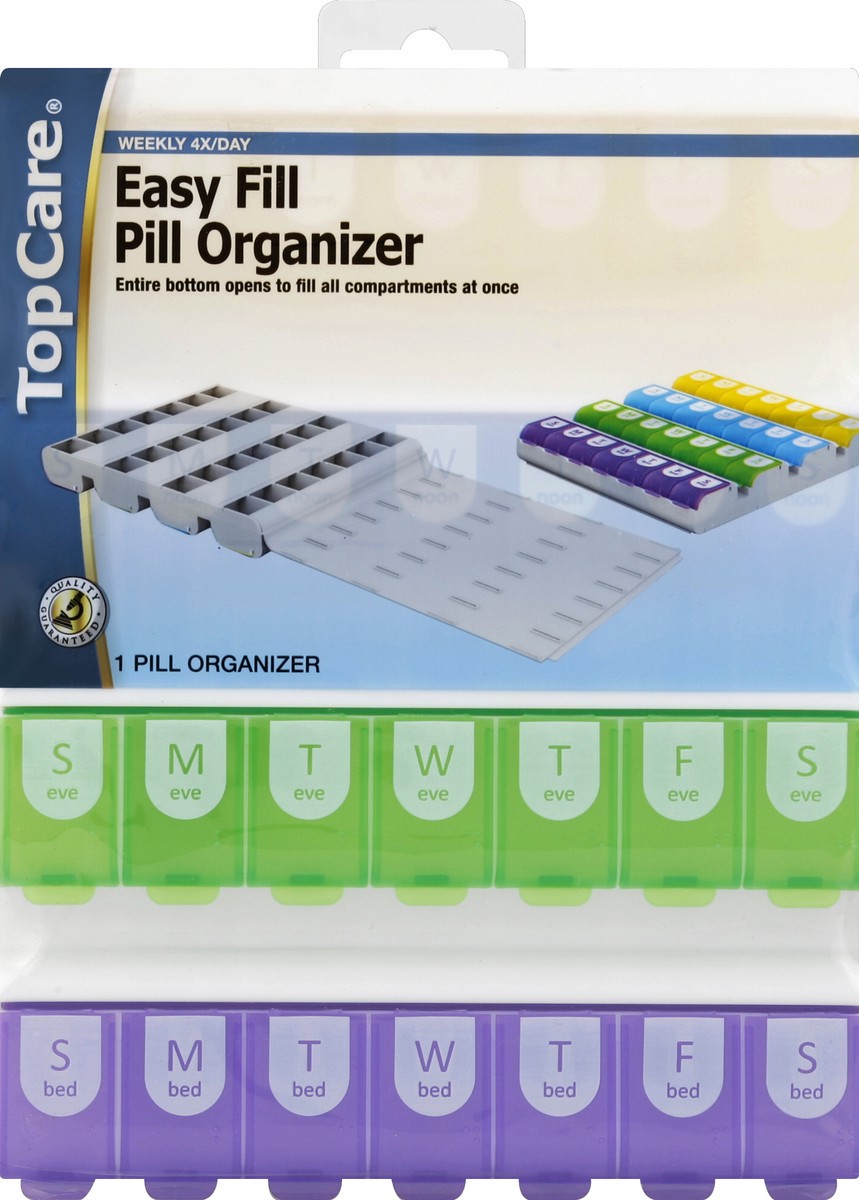slide 3 of 6, TopCare Pill Organizer, Easy Fill, Weekday 4x/Day, 1 ct