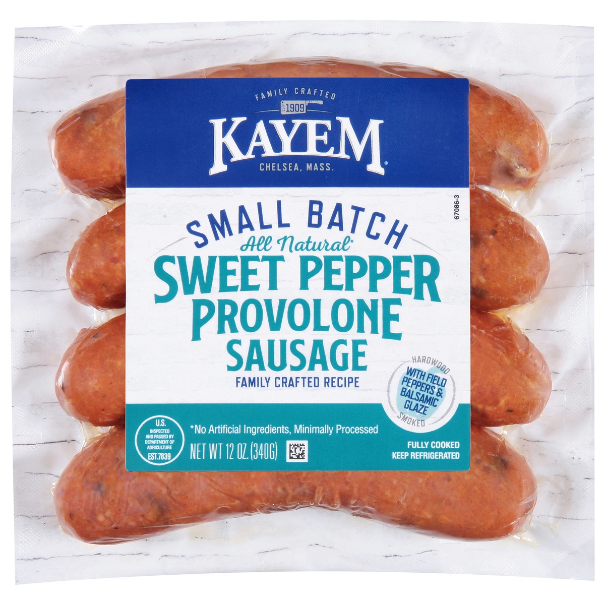 slide 1 of 9, Kayem Provolone Sausage Pork Pepper, 12 oz