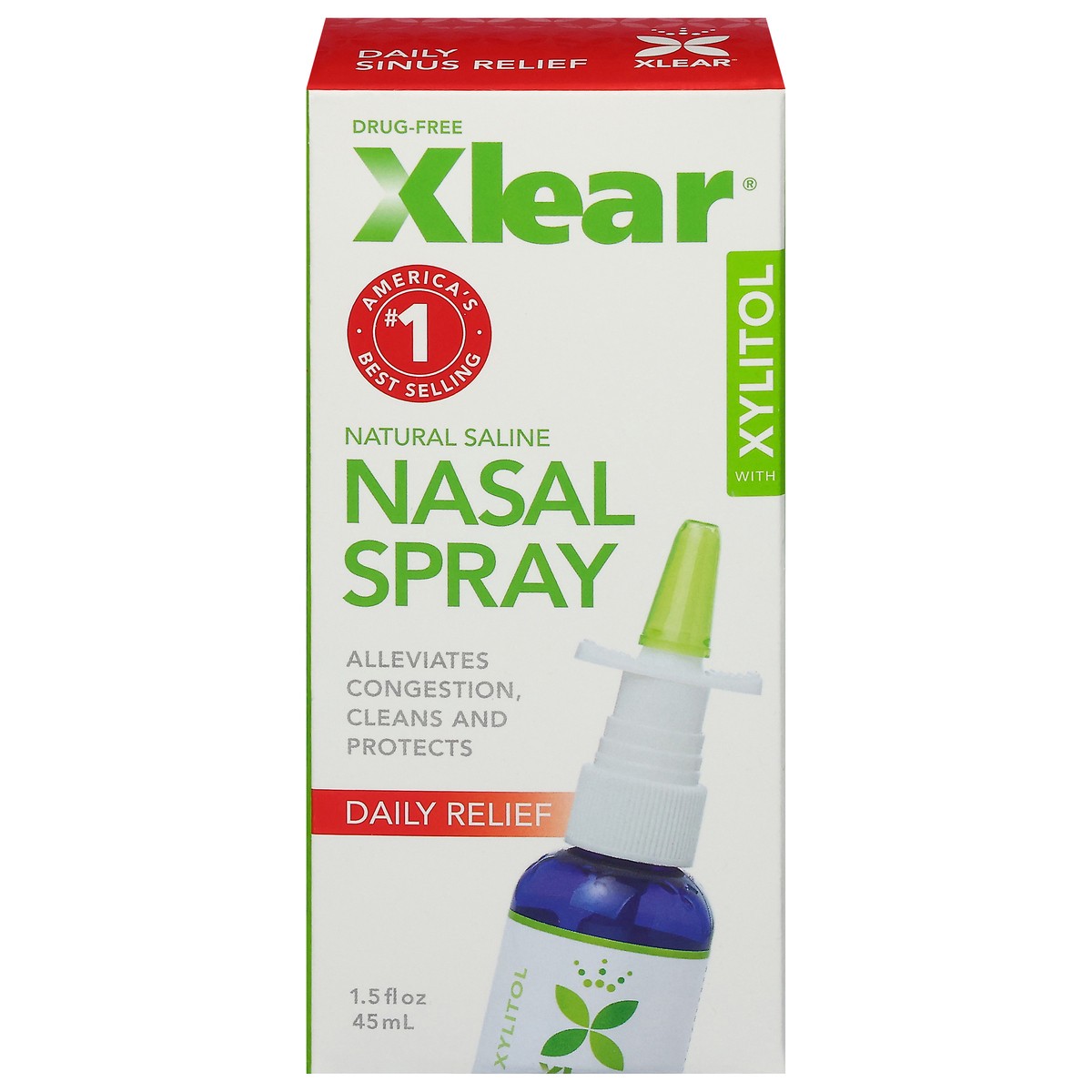 slide 1 of 9, Xlear Drug-Free Daily Relief Nasal Spray with Xylitol 1.5 fl oz, 1.5 fl oz