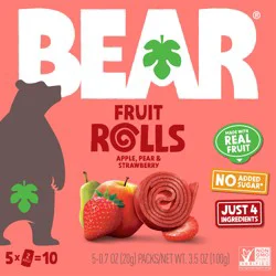 Bear Apple-Pear Strawberry Fruit Rolls - 5 x 2 Roll Packs