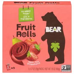 BEAR Apple-Pear Strawberry Fruit Rolls 5 - 2 Roll Packs