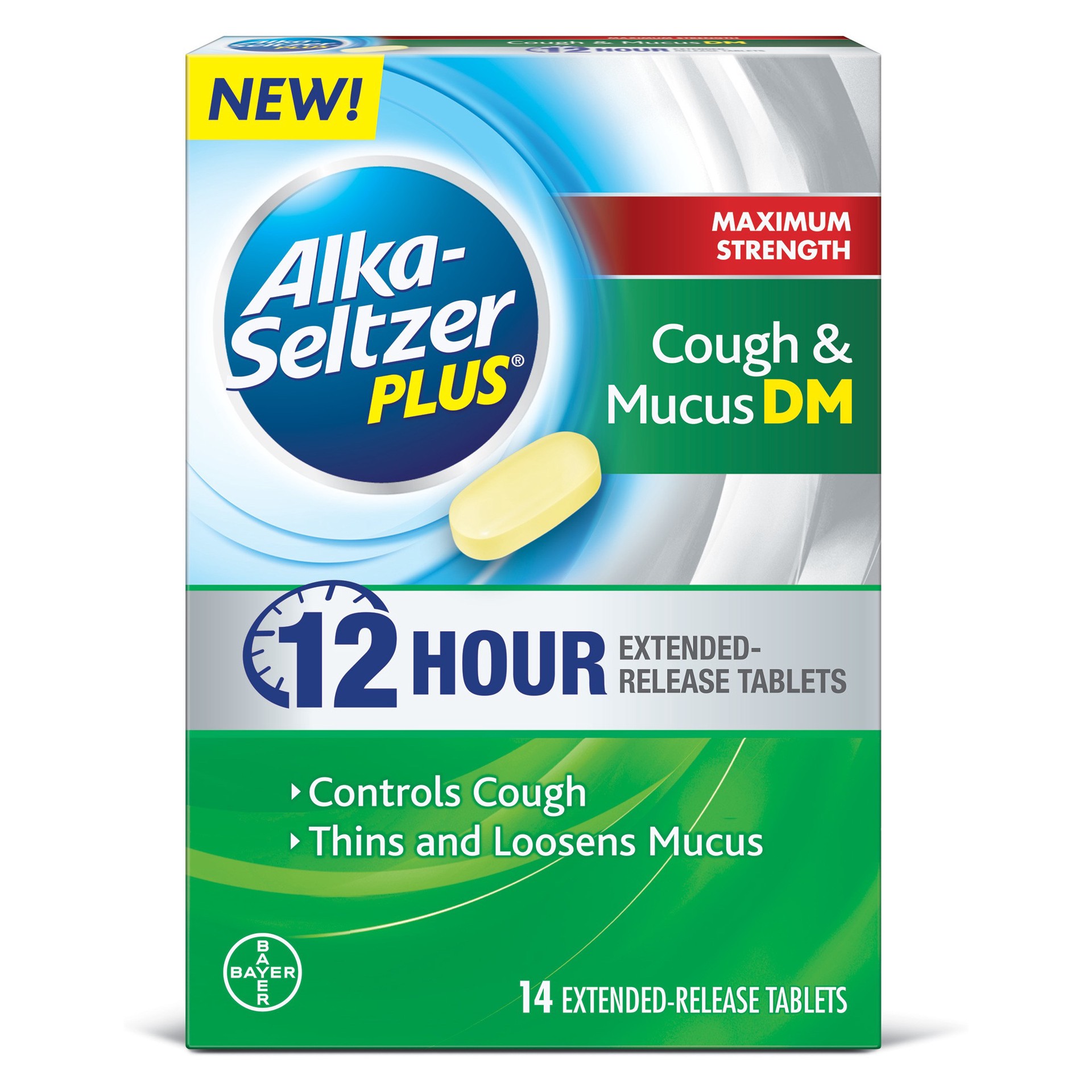 slide 1 of 3, Alka-Seltzer Plus Maximum Strength Cough & Mucus Relief Extended Release Tablets, 14 ct