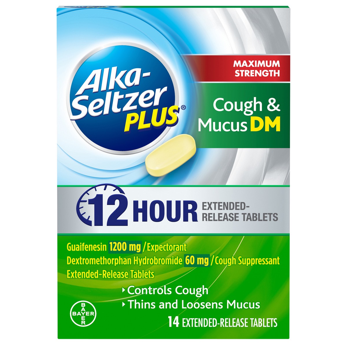 slide 1 of 5, Alka-Seltzer Maximum Strength Cough & Mucus DM 14 ea Box, 14 ct