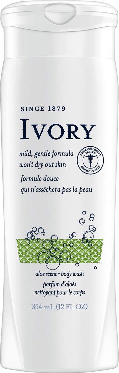 slide 1 of 9, Ivory Mild & Gentle Body Wash, Aloe Scent, 12oz, 12 fl oz