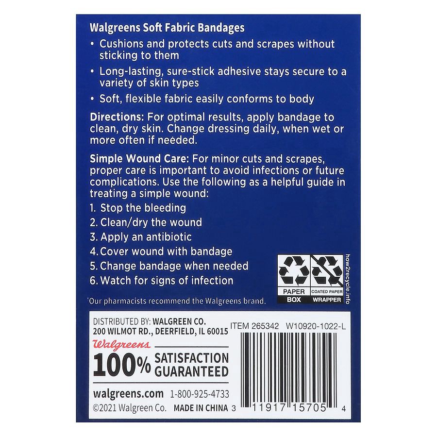 slide 3 of 5, Walgreens Soft Fabric Assorted Bandages, 30 ct