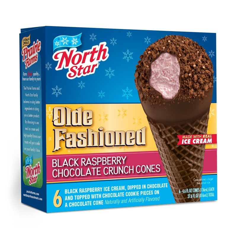 slide 1 of 1, North Star Old Fashioned Black Raspberry Chocolate Crunch Cones, 6 ct