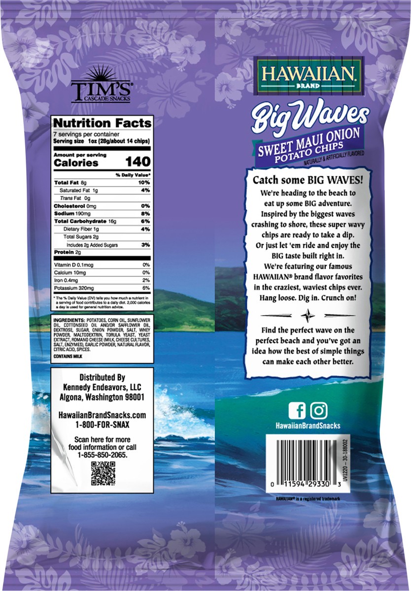 slide 4 of 7, Hawaiian 7 oz Hawaiian Big Waves Sweet Maui Onion Chip, 7 oz