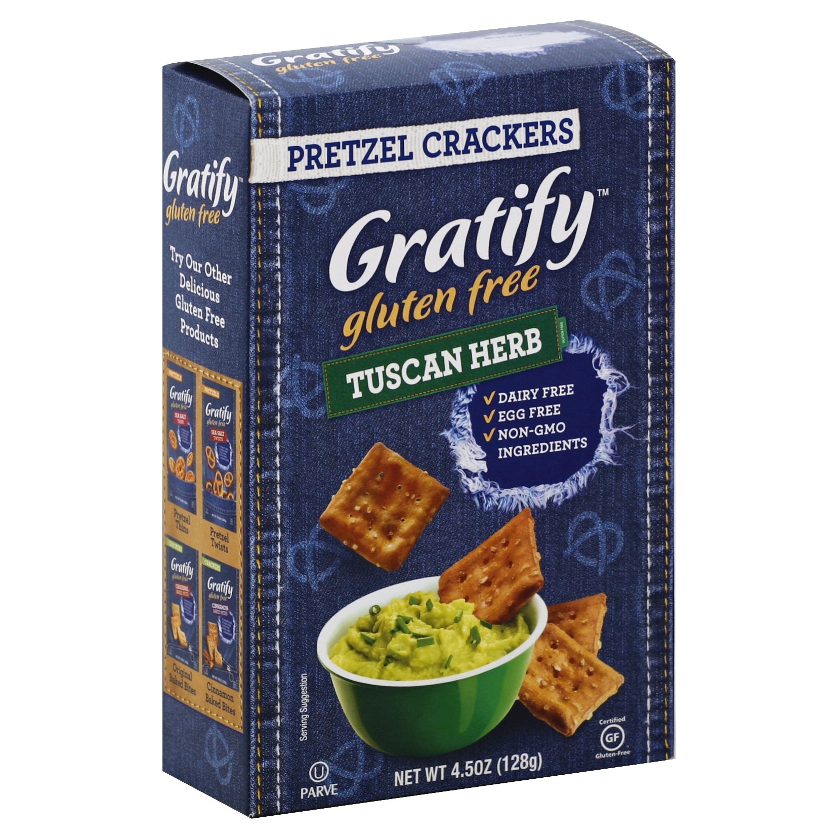 slide 1 of 4, Gratify Tuscan Herb Pretzel Crackers, 4.5 oz