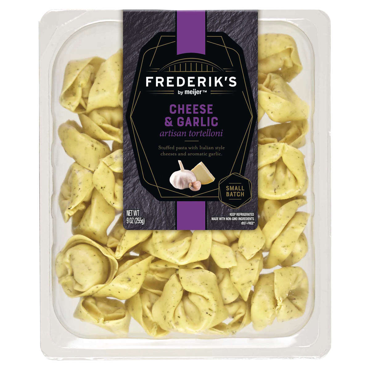 slide 1 of 9, Frederik's Refrigerated Pasta Cheese and Garlic Tortellini, 9 oz