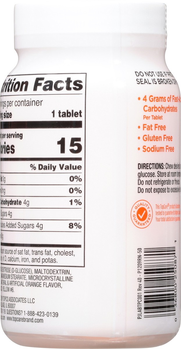 slide 5 of 9, Topcare Glucose Tabs Orange, 50 ct