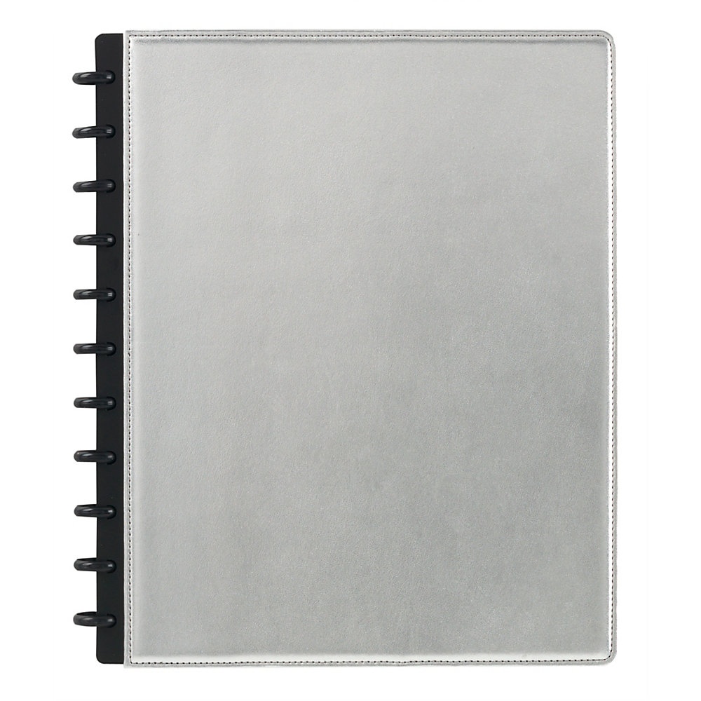 slide 1 of 1, TUL Custom Note-Taking System Discbound Notebook, Letter Size, Leather Cover, Metallic Silver, 1 ct