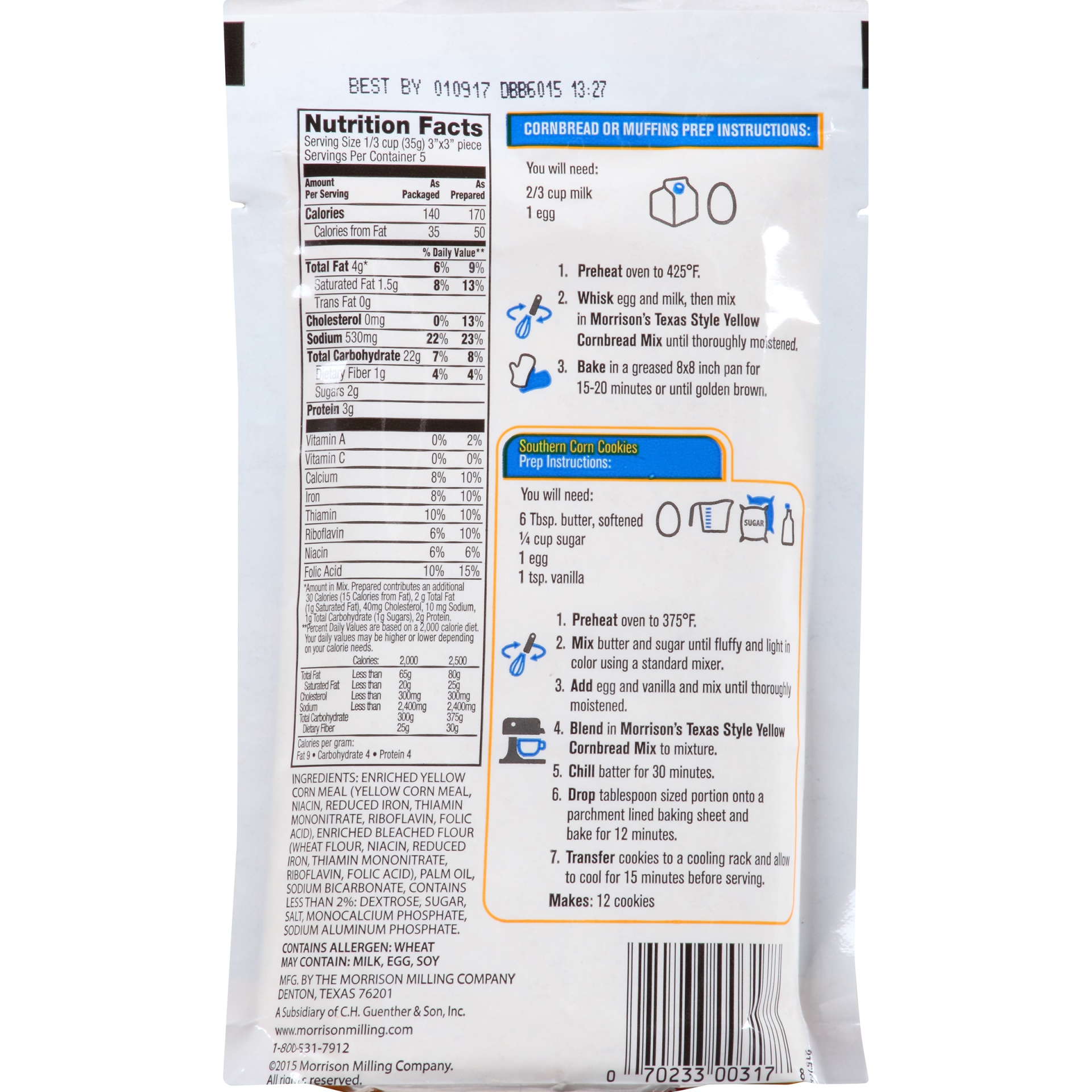 Morrison's Texas Style Honey Sweet Cornbread Mix 6 oz Shipt