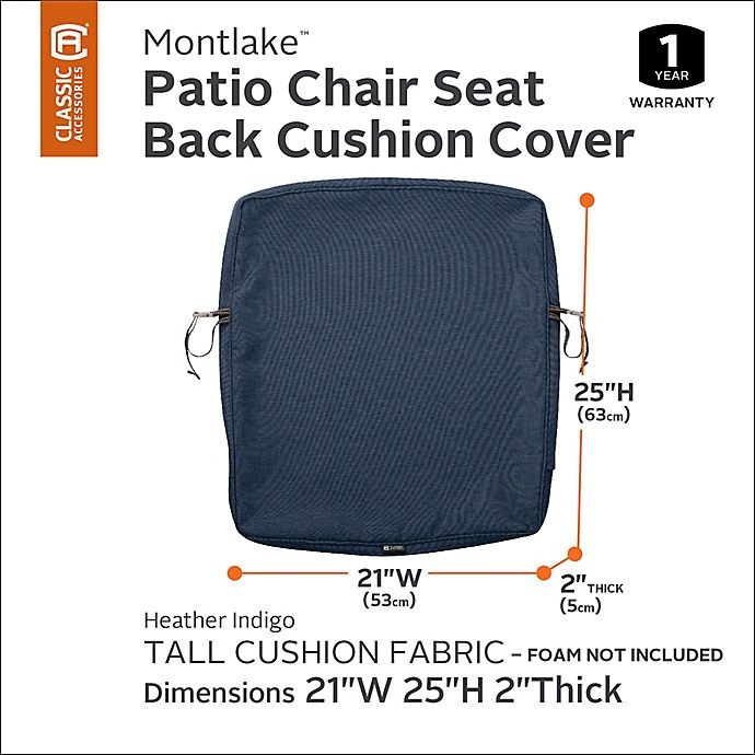 slide 3 of 11, Classic Accessories Montlake Dining Back Cushion Slipcover - Heather Blue, 25 in