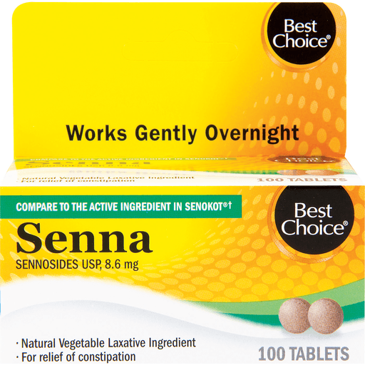 slide 1 of 1, Best Choice Senna Natural Vegetable Laxative Tablets, 100 ct