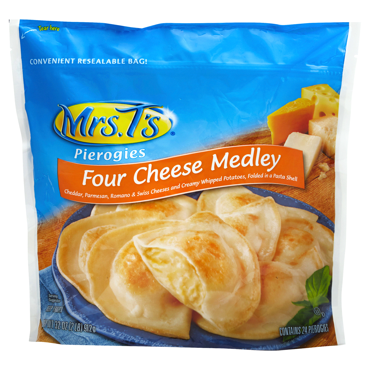 slide 1 of 1, Mrs. T's Four Cheese Medley Pierogies, 32 oz