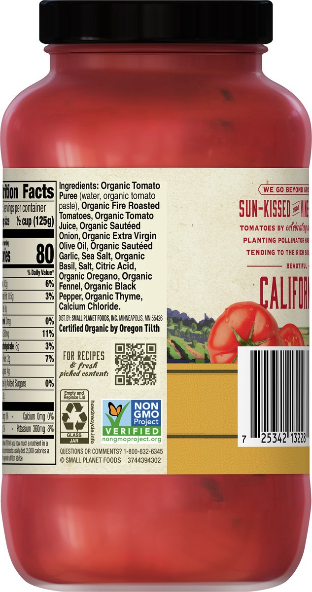 slide 9 of 12, Muir Glen Fire Roasted Tomato Pasta Sauce, No Sugar Added, 23.5 oz., 23.50 oz