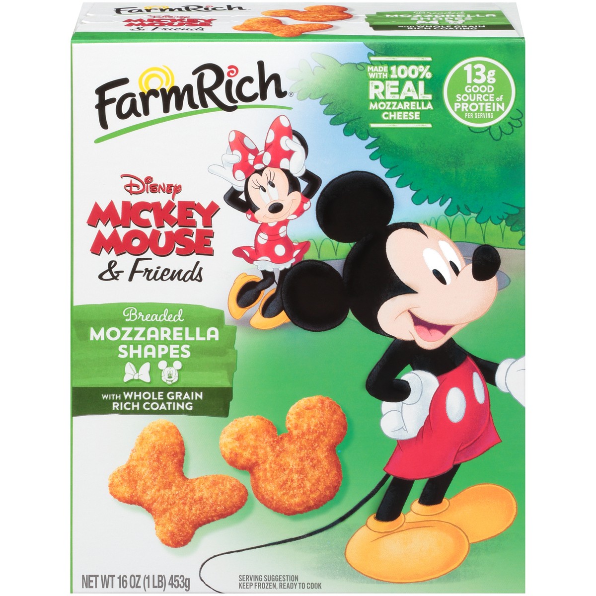 slide 1 of 9, Farm Rich Disney Mickey Mouse & Friends Breaded Mozzarella Shapes 16 oz. Box, 16 oz
