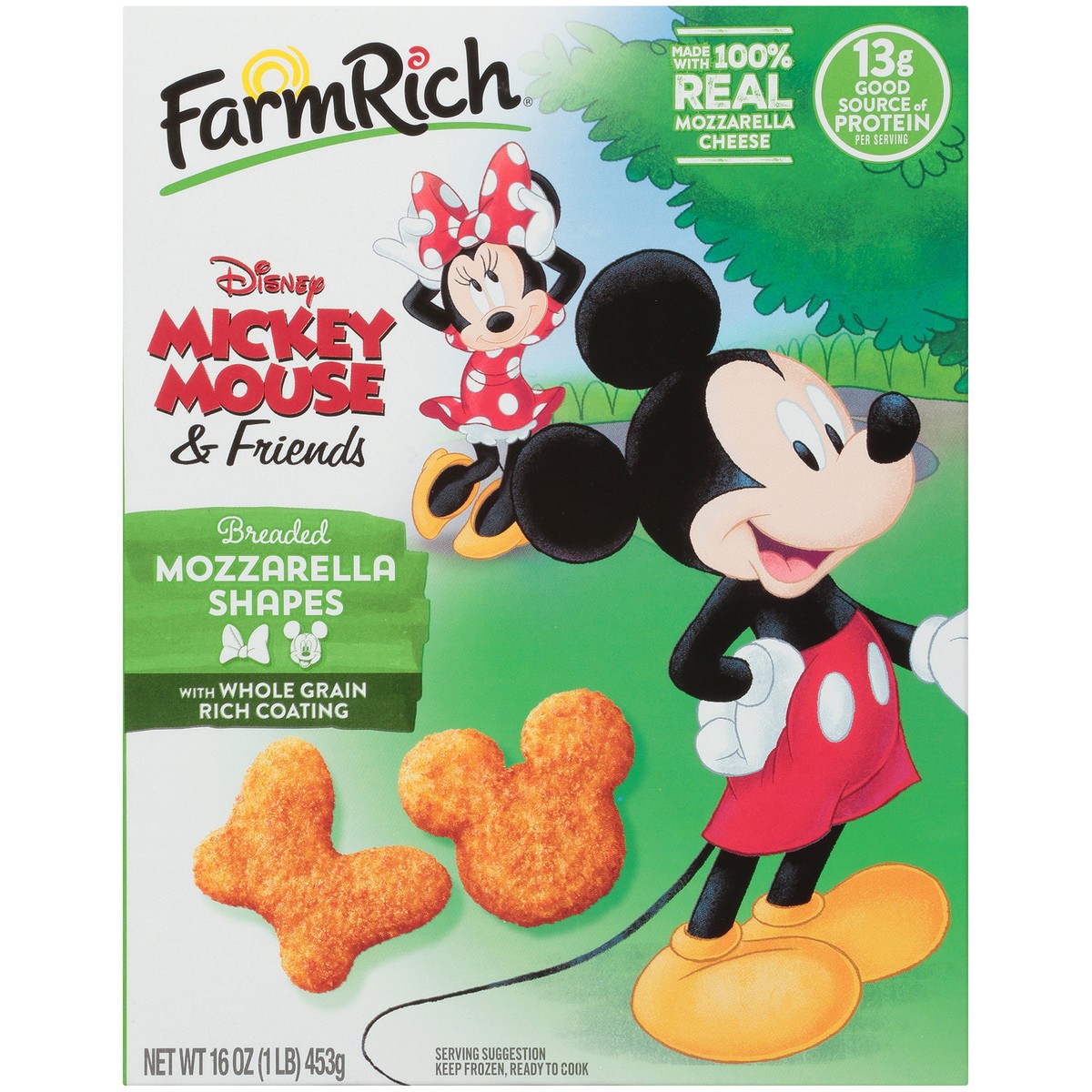 slide 1 of 9, Farm Rich Disney Mickey Mouse & Friends Breaded Mozzarella Shapes 16 oz. Box, 16 oz