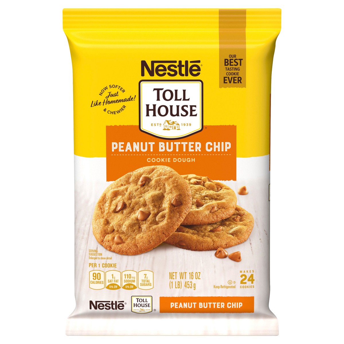 slide 1 of 10, Toll House Peanut Butter Chip Cookie Dough, 16 oz