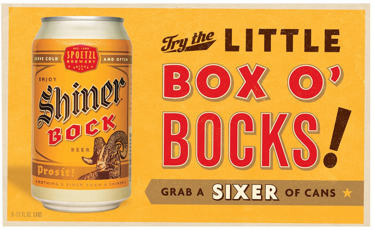 slide 7 of 7, Shiner Bock Little Box O' Bocks! Beer 6-12 fl. oz. Cans, 6 ct; 12 fl oz