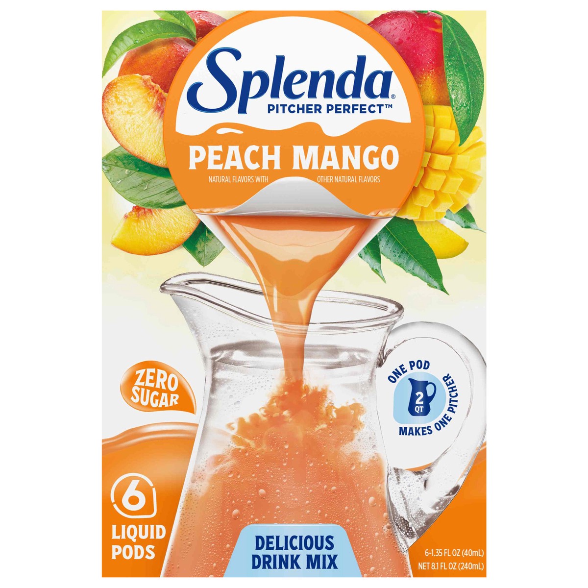 slide 1 of 1, Splenda Peach Mango Pitcher Perfect Drink Mix Pods, 6ct, 6 ct