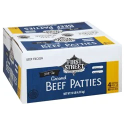 First Street Ground Beef Patties Blue Box 70% Lean