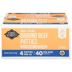 First Street Ground Beef Patties Blue Box 70% Lean