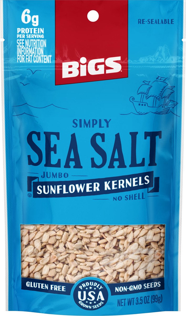 slide 3 of 3, BIGS Simply Sea Salt Jumbo Sunflower Kernels, 3.5-oz. Bag, 3.5 oz