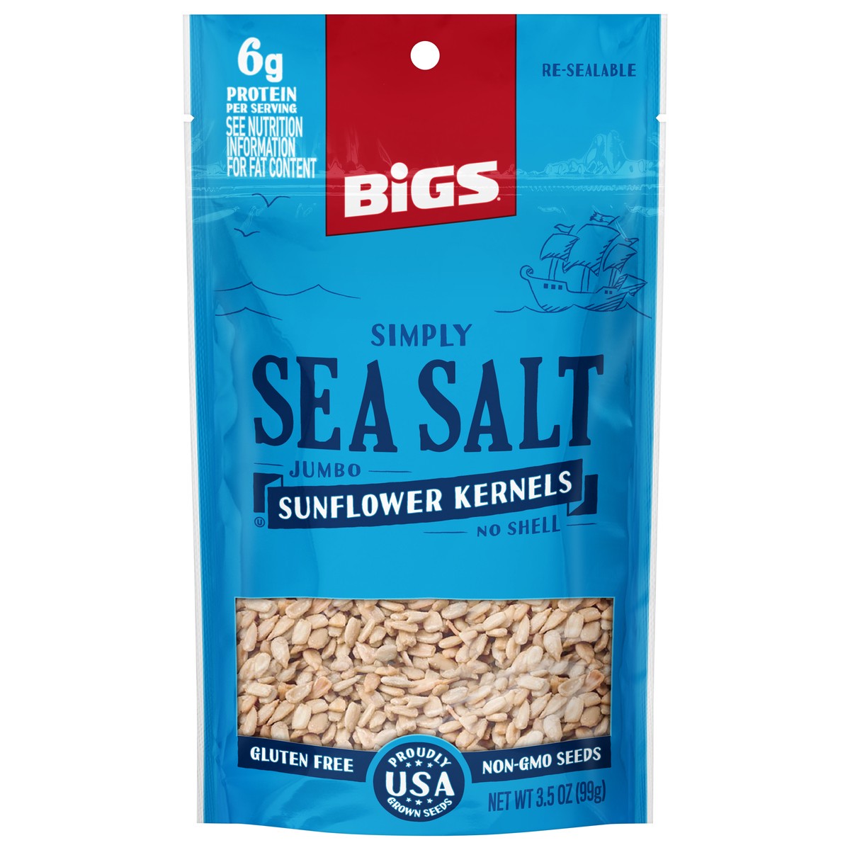 slide 1 of 3, BIGS No Shell Simply Sea Salt Sunflower Kernels Jumbo 3.5 oz, 3.5 oz