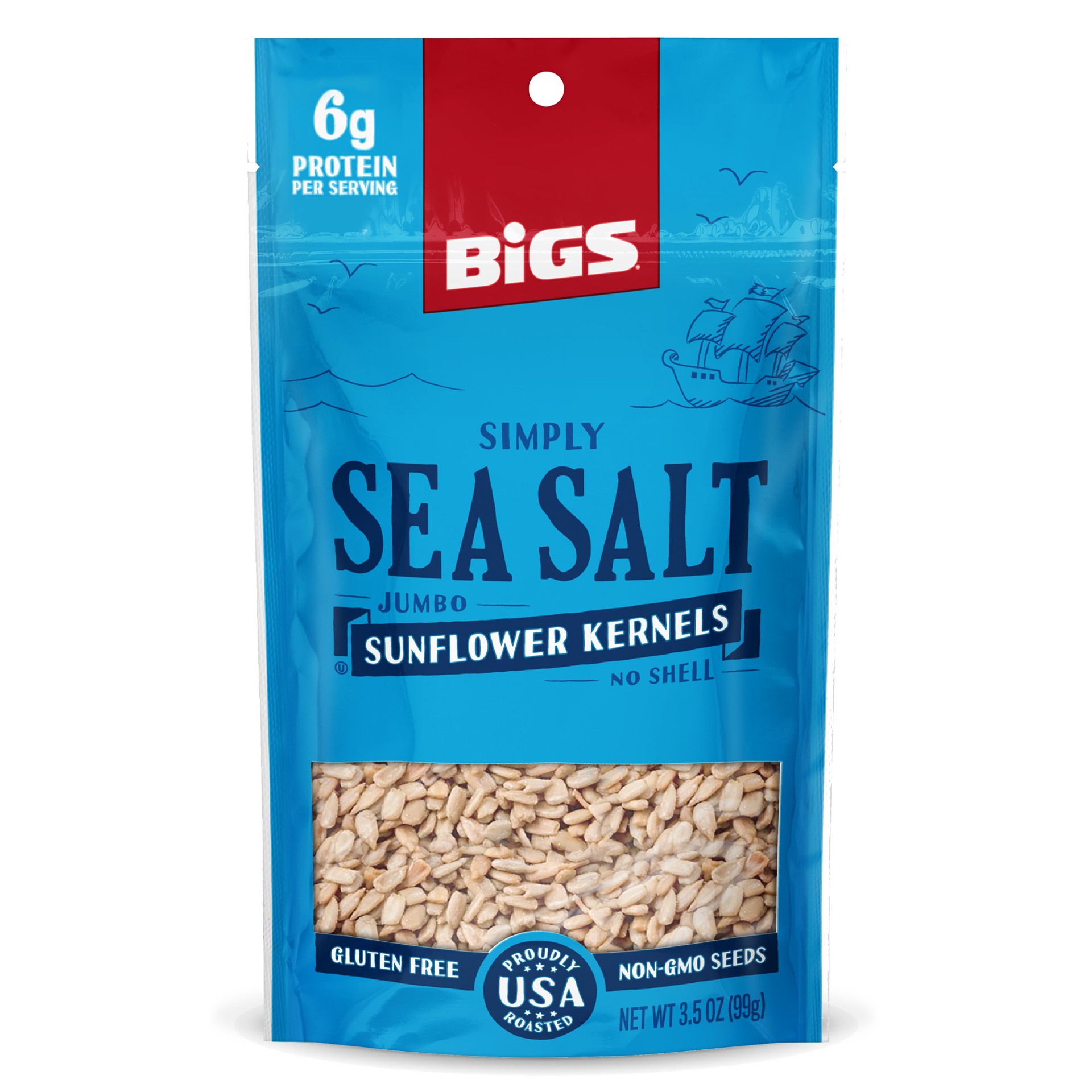 slide 1 of 3, BIGS Simply Sea Salt Jumbo Sunflower Kernels, 3.5-oz. Bag, 3.5 oz