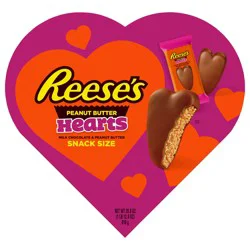 Reese's Milk Chocolate Peanut Butter Snack Size Hearts, Valentine's Day Candy Gift Box, 28.8 oz