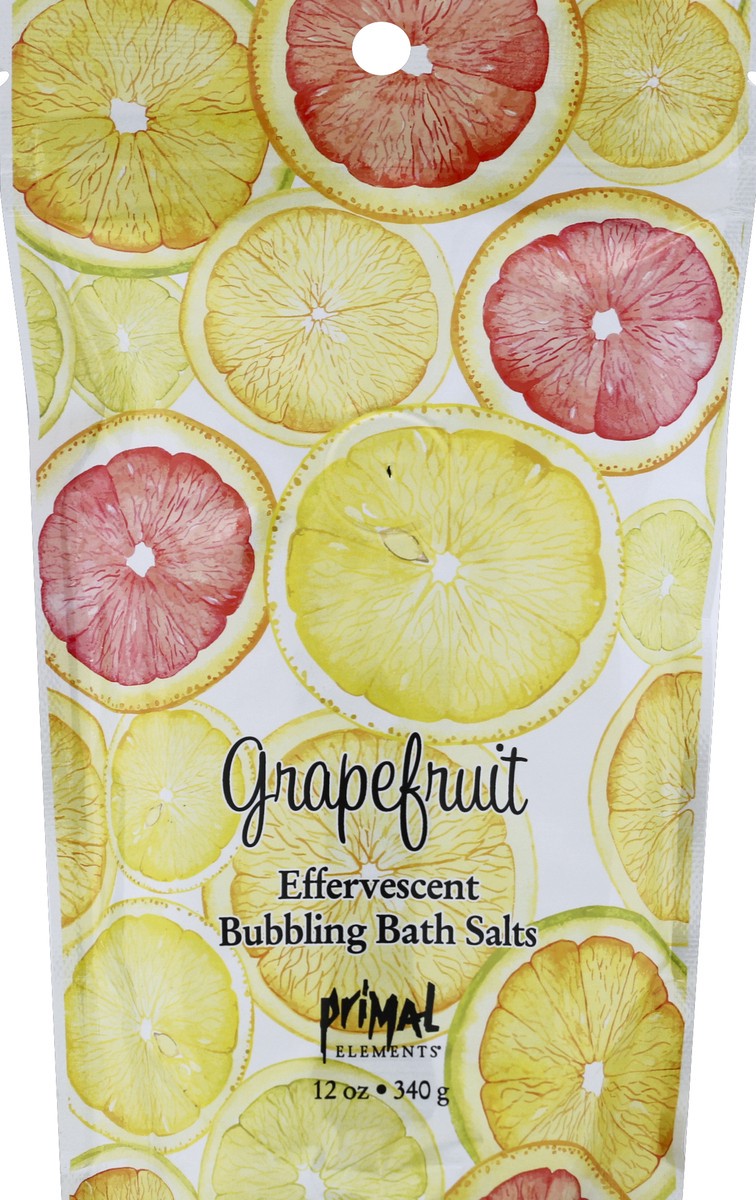 slide 2 of 2, Primal Elements Grapefruit Effervescent Bubbling Bath Salts, 12 oz