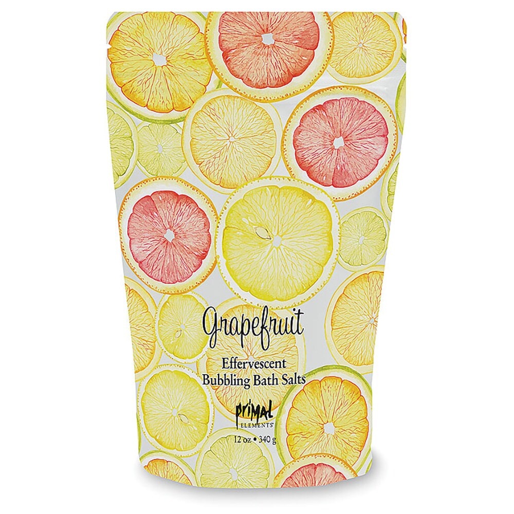 slide 1 of 2, Primal Elements Grapefruit Effervescent Bubbling Bath Salts, 12 oz