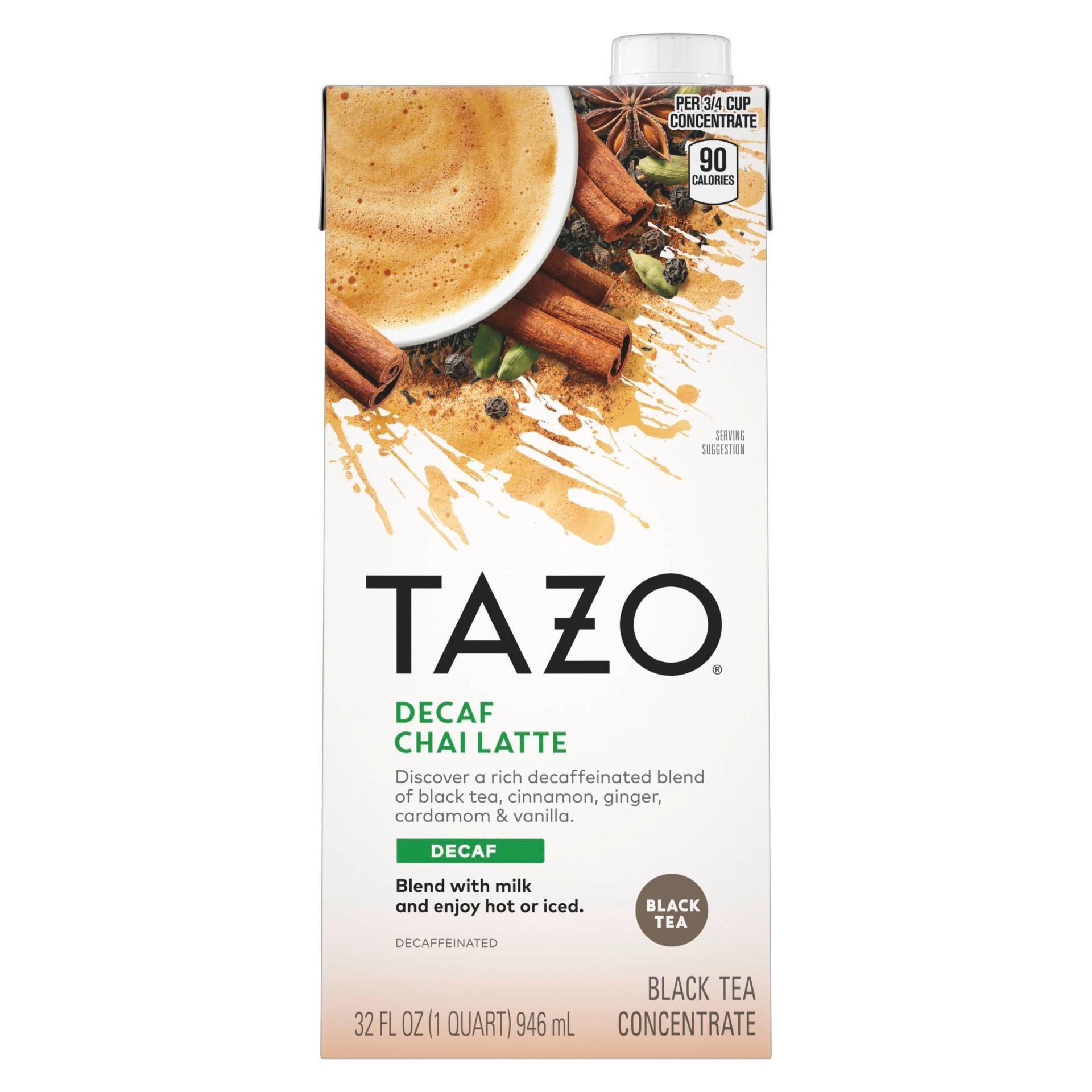 slide 1 of 4, Tazo Chai Decaf Tea Latte, 32 fl oz