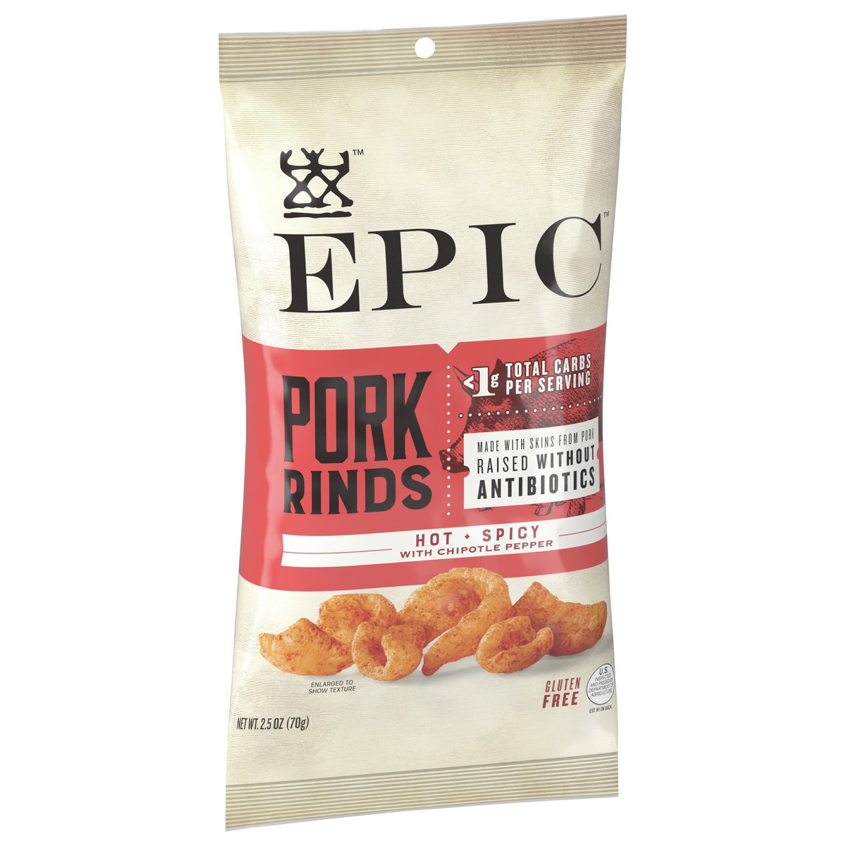 slide 5 of 11, EPIC Pork Rinds, Hot and Spicy Chipotle Pepper, Keto Friendly Snack, 2.5 oz, 2.5 oz