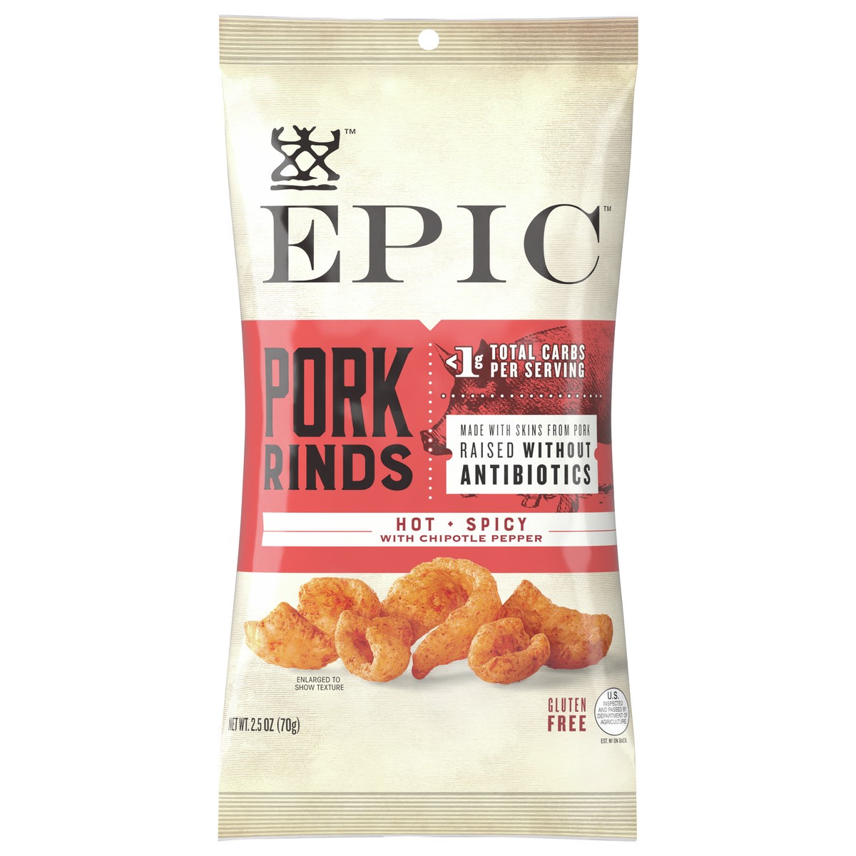 slide 8 of 11, EPIC Pork Rinds, Hot and Spicy Chipotle Pepper, Keto Friendly Snack, 2.5 oz, 2.5 oz