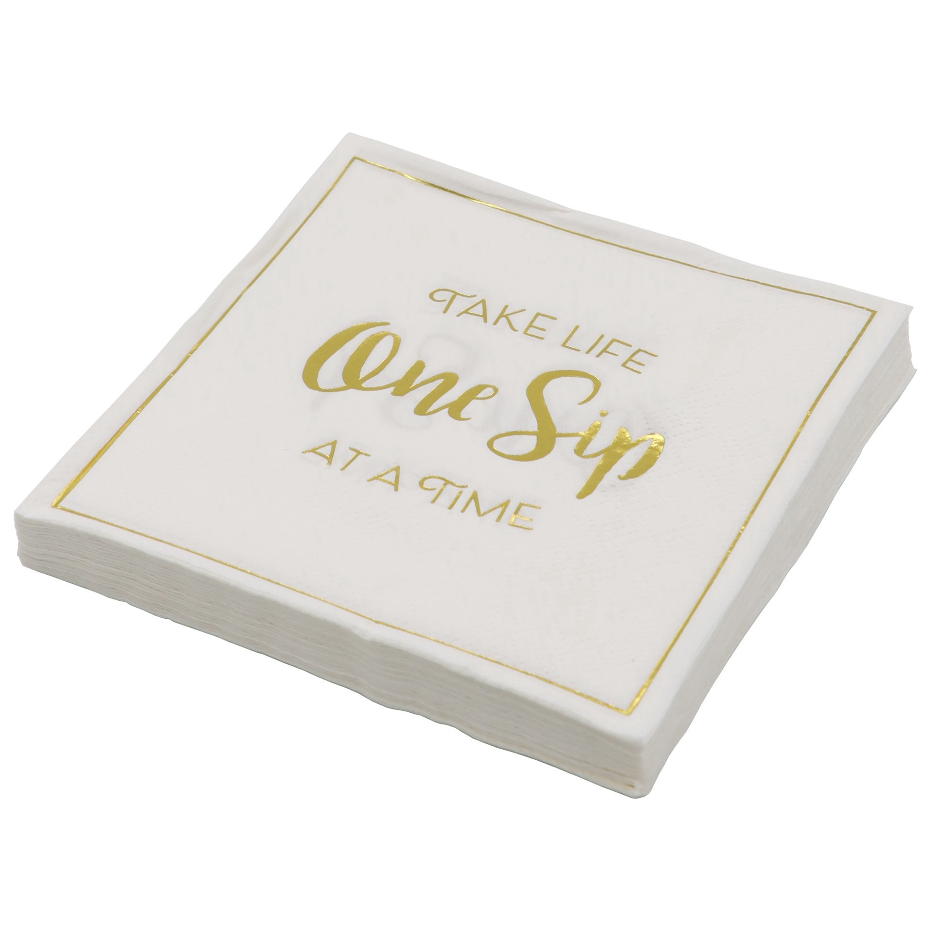 slide 2 of 3, Gold & White One Sip Life Beverage Napkins, 20ct. By Celebrate It, 20 ct
