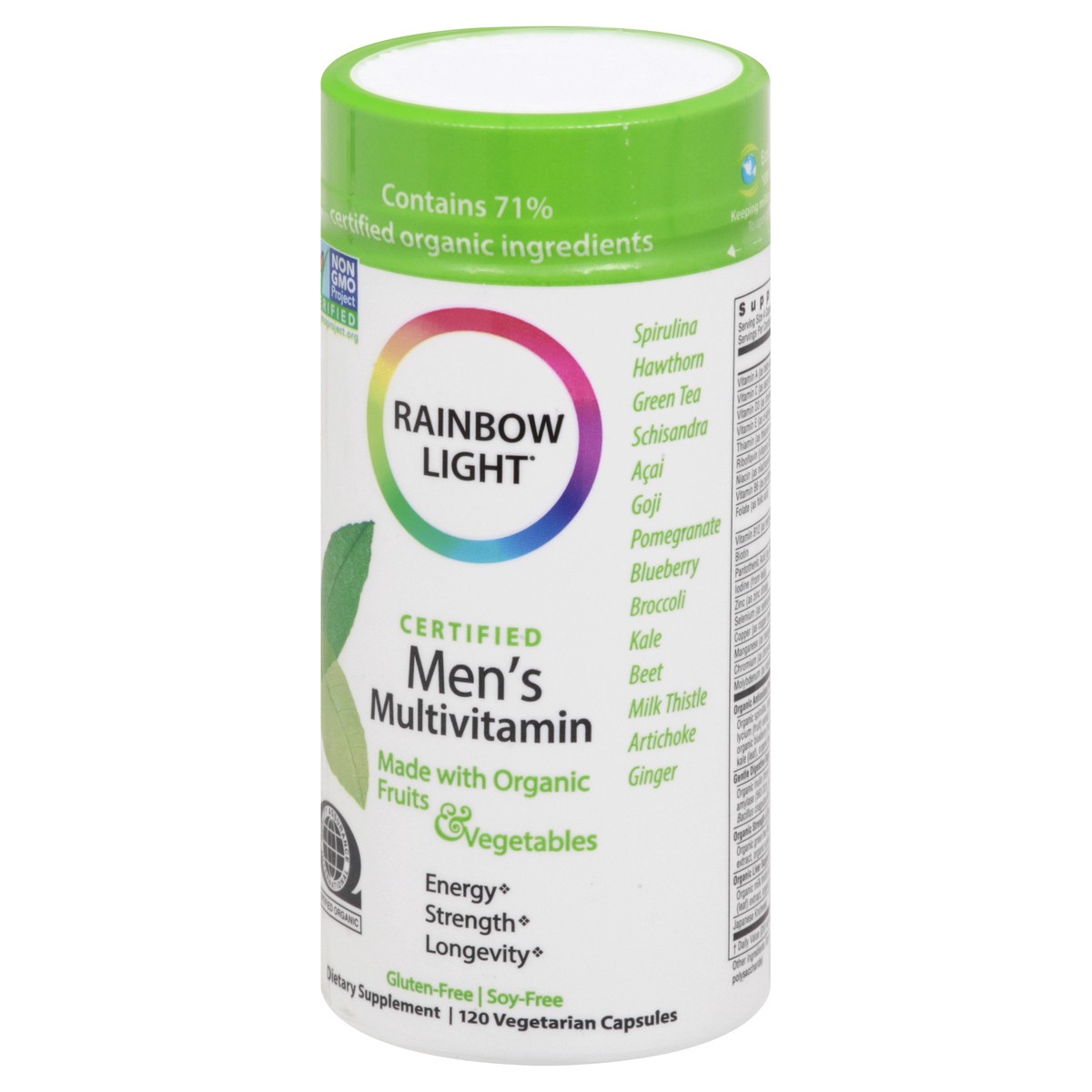 slide 6 of 12, Rainbow Light Men''s Multivitamin with Organic Fruits & Vegetables, 120 Capsules, 120 ct