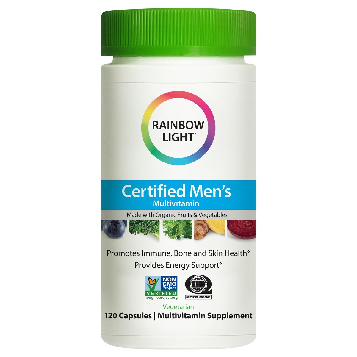 slide 1 of 12, Rainbow Light Men''s Multivitamin with Organic Fruits & Vegetables, 120 Capsules, 120 ct