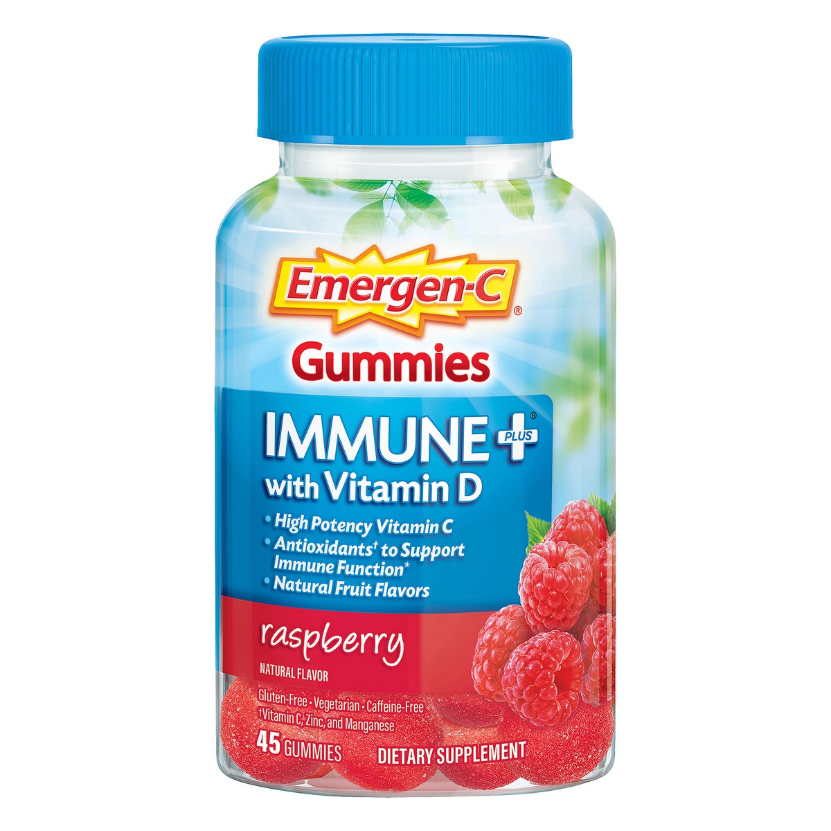 slide 1 of 5, Emergen-C Gummies Raspberry Immune Plus with Vitamin D 45 ea, 45 ct