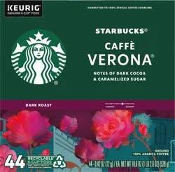 Starbucks K-Cup Coffee Pods, Dark Roast Hot or Iced Coffee, Caffè Verona, 44 Keurig Pods