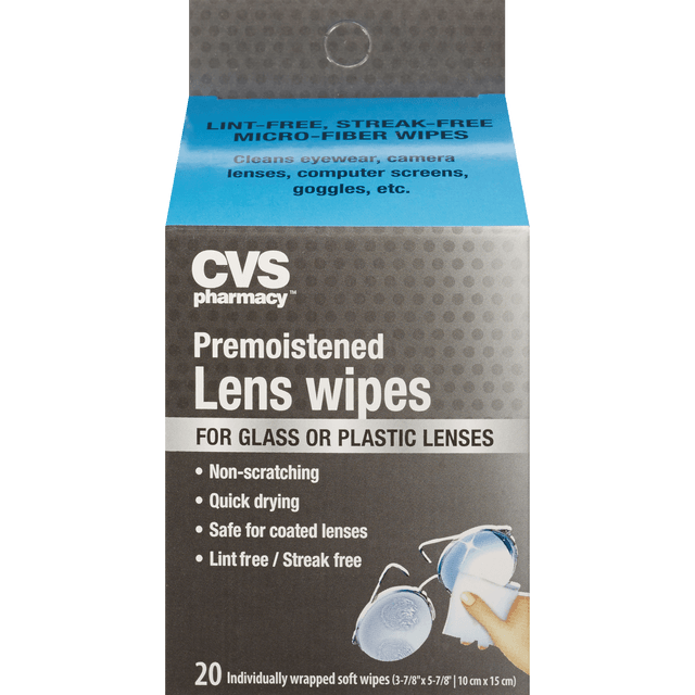 slide 1 of 1, CVS Health Eyeglass Lens Wipes Premoistened Individually Wrapped, 20 ct
