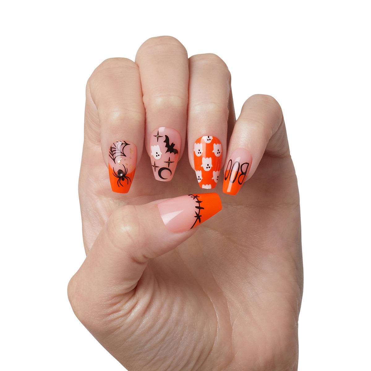 slide 2 of 5, KISS Voguish Fantasy Halloween Press-On Nails, Orange, Medium Length, Coffin Shape, 31 Ct., 1 ct