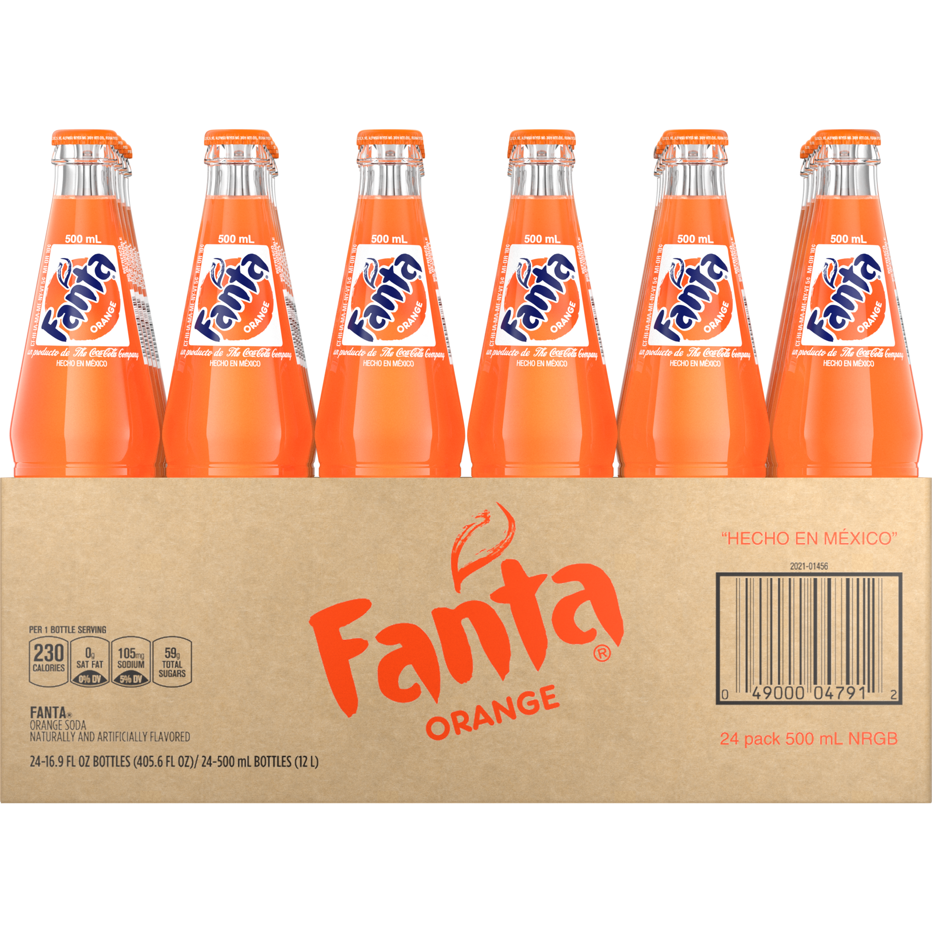 slide 2 of 5, Fanta Orange Mexico Glass Bottles, 500 mL, 24 Pack, 24 ct