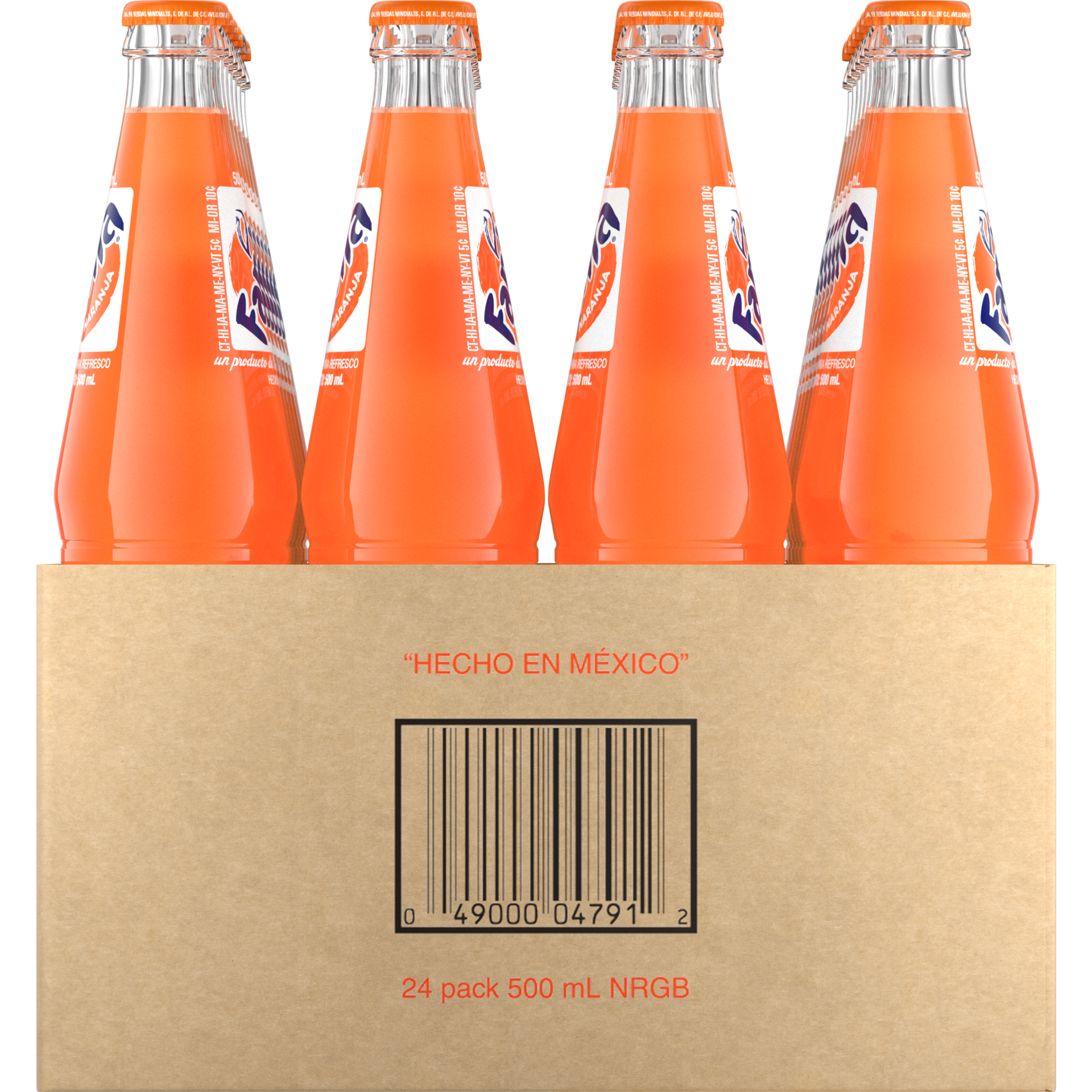 slide 4 of 5, Fanta Orange Mexico Glass Bottles, 500 mL, 24 Pack, 24 ct