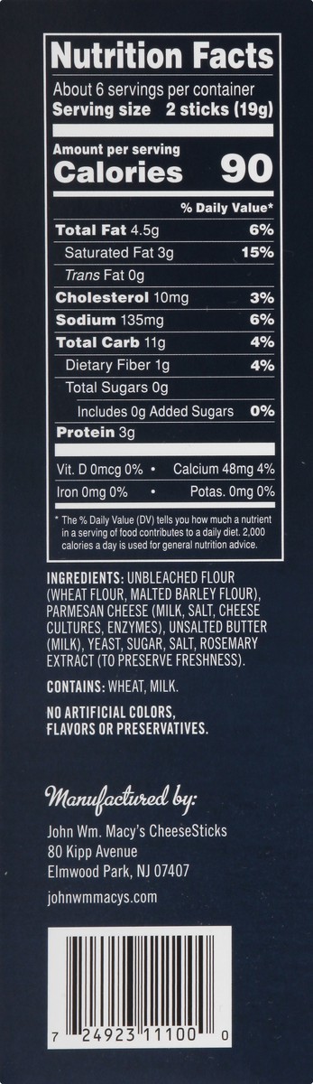 slide 8 of 13, John Wm. Macy's Cheese Sticks 4 oz, 4 oz