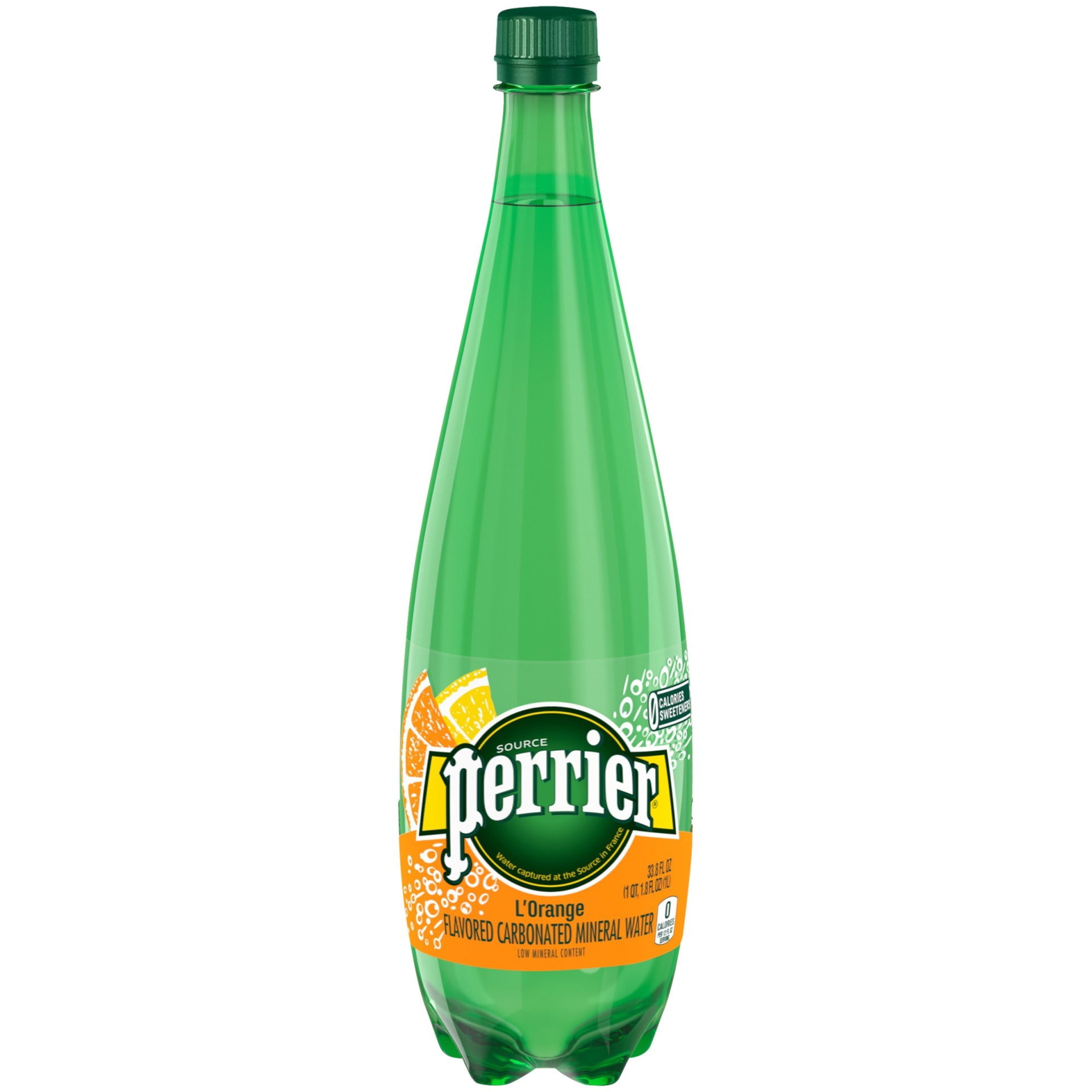 slide 1 of 2, PERRIER Sparkling Natural Mineral Water, L'Orange 33.8-ounce plastic bottle, 33.8 fl oz